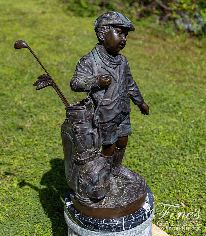 Bronze Statues  - Young Child Golfer Bronze Statue - BS-129